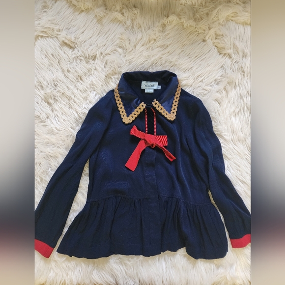 Girl's Designer Midnight Blue Shirt by Mimisol, made in Italy, size 8Y - Picture 3 of 5